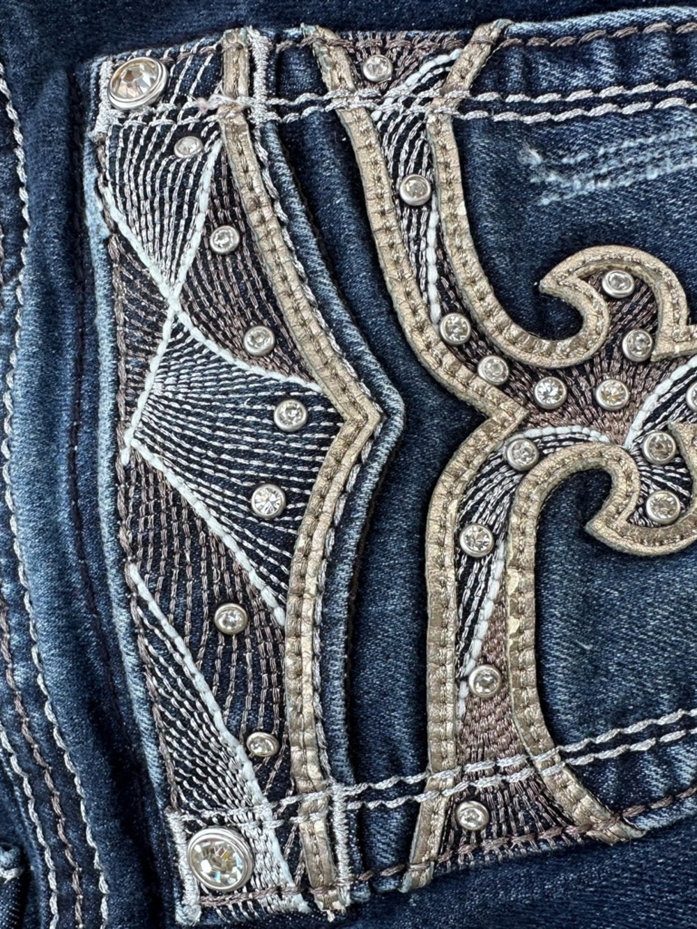 Rock Revival Dark Blue Embellished Boot Cut Jeans